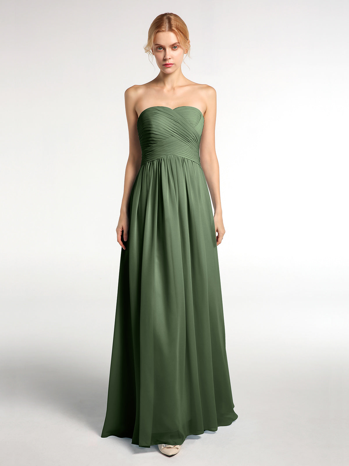 BABARONI Chiffon Olive Green Bridesmaid Dresses A-line Sweetheart Floor-length Sleeveless BABARONI UK BABARONI Chiffon Olive Green Bridesmaid Dresses A-line Sweetheart Floor-length Sleeveless BABARONI UK