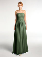 Sweetheart Neck Maxi Chiffon Dresses Olive Green
