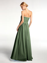 Sweetheart Neck Maxi Chiffon Dresses Olive Green