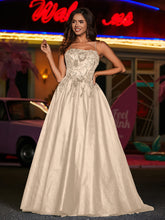 Spaghetti Straps Flower Appliqued Tulle Dress Champagne