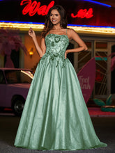 Spaghetti Straps Flower Appliqued Tulle Dress Dusty Sage