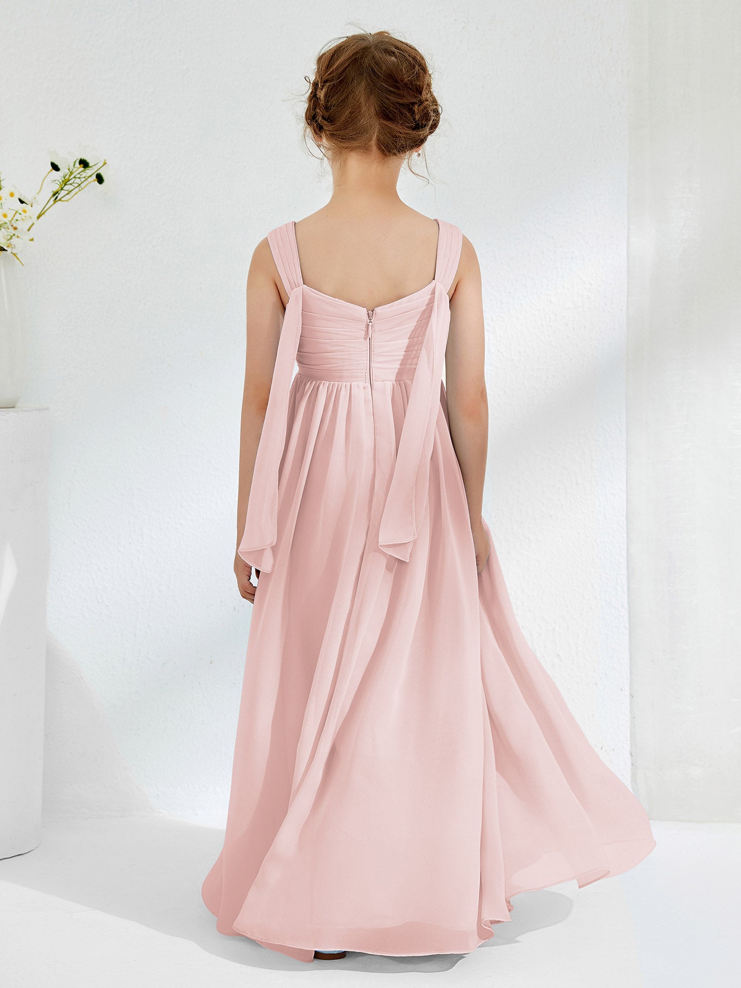 Sleeveless Floor-length Junior Bridesmaid Dresses Dusty Rose