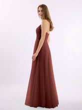 Long Spaghetti Straps Tulle Dress with Sweetheart Neck Terracotta