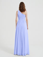 One Shoulder Long Chiffon Bridesmaid Gown Lavender
