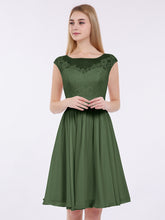 Chiffon and Lace Short Dress with Open Back Olive Green