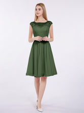 Chiffon and Lace Short Dress with Open Back Olive Green