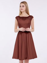 Chiffon and Lace Short Dress with Open Back Terracotta