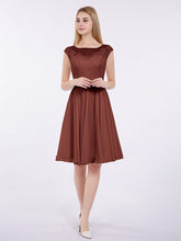 Chiffon and Lace Short Dress with Open Back Terracotta