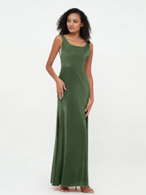 Mermaid Long Velvet Dresses with Beauta Neckline Olive Green