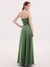 Strapless Maxi Dresses with Sweetheart Olive Green