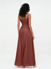 Square Neck Spaghetti Straps Chiffon Dresses Terracotta