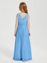 Boho Long Chiffon Bridesmaid Gown Blue