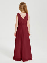 Boho Long Chiffon Bridesmaid Gown Burgundy