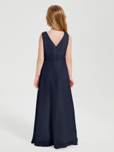 Boho Long Chiffon Bridesmaid Gown Dark Navy