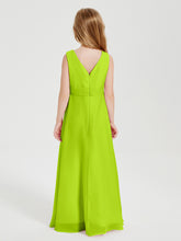 Boho Long Chiffon Bridesmaid Gown Lime Green