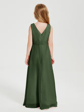 Boho Long Chiffon Bridesmaid Gown Olive Green
