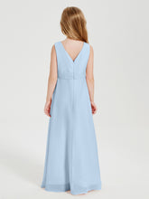 Boho Long Chiffon Bridesmaid Gown Sky Blue