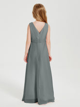 Boho Long Chiffon Bridesmaid Gown Steel Grey