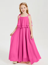 Chiffon Junior Bridesmaid Dresses Long Cascading Skirt Azalea