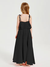 Chiffon Junior Bridesmaid Dresses Long Cascading Skirt Black