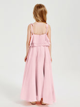 Chiffon Junior Bridesmaid Dresses Long Cascading Skirt Blushing Pink