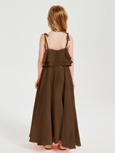Chiffon Junior Bridesmaid Dresses Long Cascading Skirt Brown