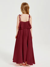 Chiffon Junior Bridesmaid Dresses Long Cascading Skirt Burgundy