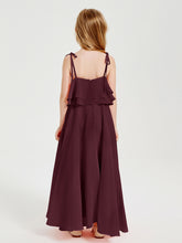 Chiffon Junior Bridesmaid Dresses Long Cascading Skirt Cabernet