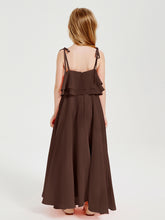 Chiffon Junior Bridesmaid Dresses Long Cascading Skirt Chocolate
