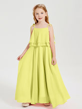 Chiffon Junior Bridesmaid Dresses Long Cascading Skirt Daffodil