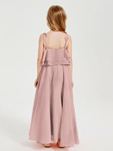 Chiffon Junior Bridesmaid Dresses Long Cascading Skirt Dusty Rose
