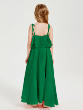 Chiffon Junior Bridesmaid Dresses Long Cascading Skirt Emerald