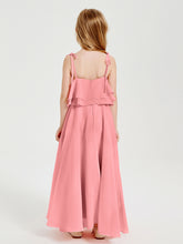 Chiffon Junior Bridesmaid Dresses Long Cascading Skirt Flamingo