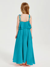 Chiffon Junior Bridesmaid Dresses Long Cascading Skirt Jade