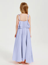 Chiffon Junior Bridesmaid Dresses Long Cascading Skirt Lavender