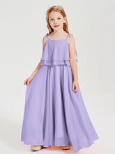 Chiffon Junior Bridesmaid Dresses Long Cascading Skirt Lilac