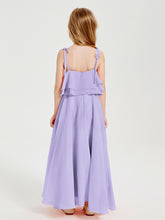 Chiffon Junior Bridesmaid Dresses Long Cascading Skirt Lilac