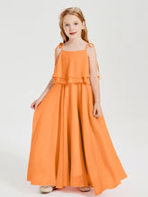 Chiffon Junior Bridesmaid Dresses Long Cascading Skirt Orange