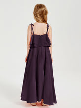 Chiffon Junior Bridesmaid Dresses Long Cascading Skirt Plum