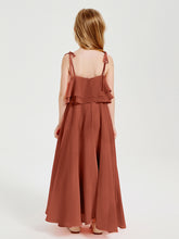 Chiffon Junior Bridesmaid Dresses Long Cascading Skirt Rust