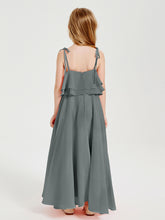 Chiffon Junior Bridesmaid Dresses Long Cascading Skirt Steel Grey