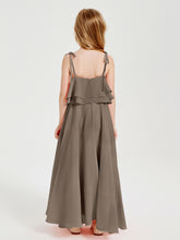 Chiffon Junior Bridesmaid Dresses Long Cascading Skirt Taupe