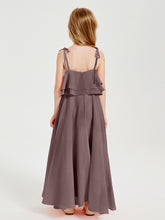Chiffon Junior Bridesmaid Dresses Long Cascading Skirt Vintage Mauve
