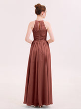Halter Maxi Chiffon Dress For BRIDESMAIDS Terracotta