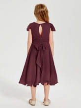 Chiffon Tea Length Junior Bridesmaid Dresses Cabernet