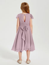 Chiffon Tea Length Junior Bridesmaid Dresses Dusk