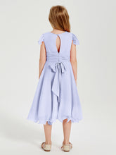 Chiffon Tea Length Junior Bridesmaid Dresses Lavender