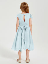 Chiffon Tea Length Junior Bridesmaid Dresses Mist