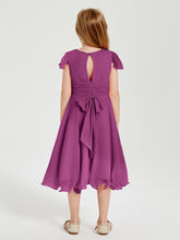Chiffon Tea Length Junior Bridesmaid Dresses Orchid