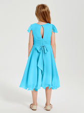 Chiffon Tea Length Junior Bridesmaid Dresses Pool